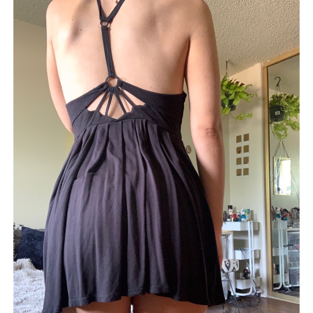 Black high neck dress